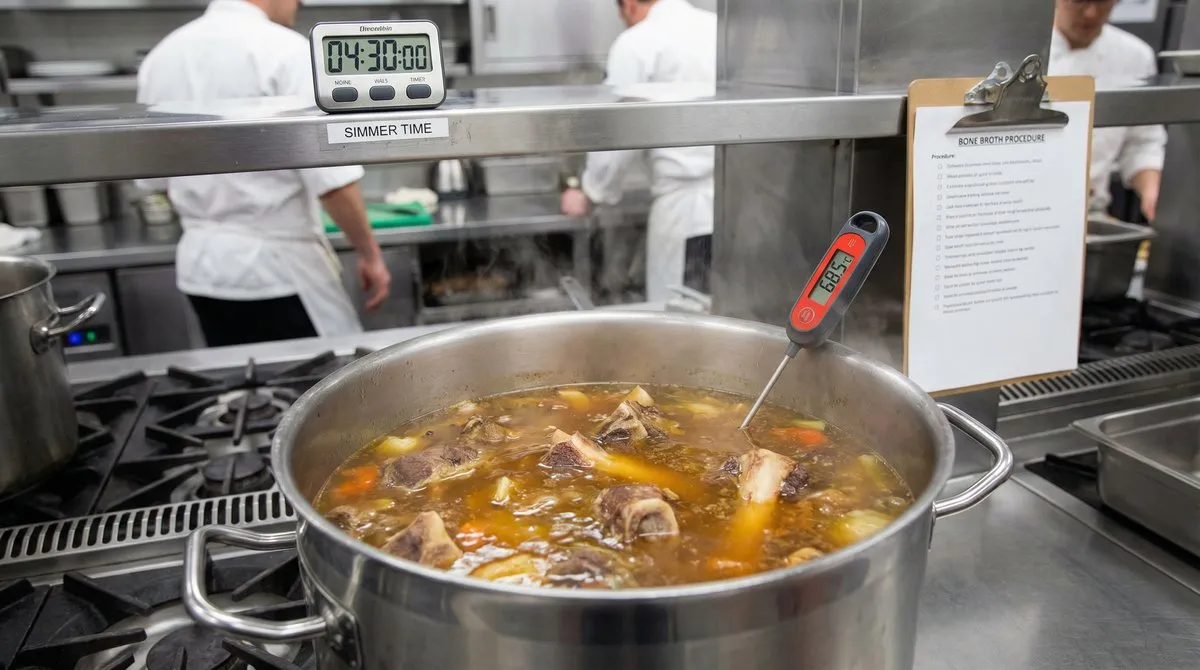 Een pan bouillon op het fornuis
