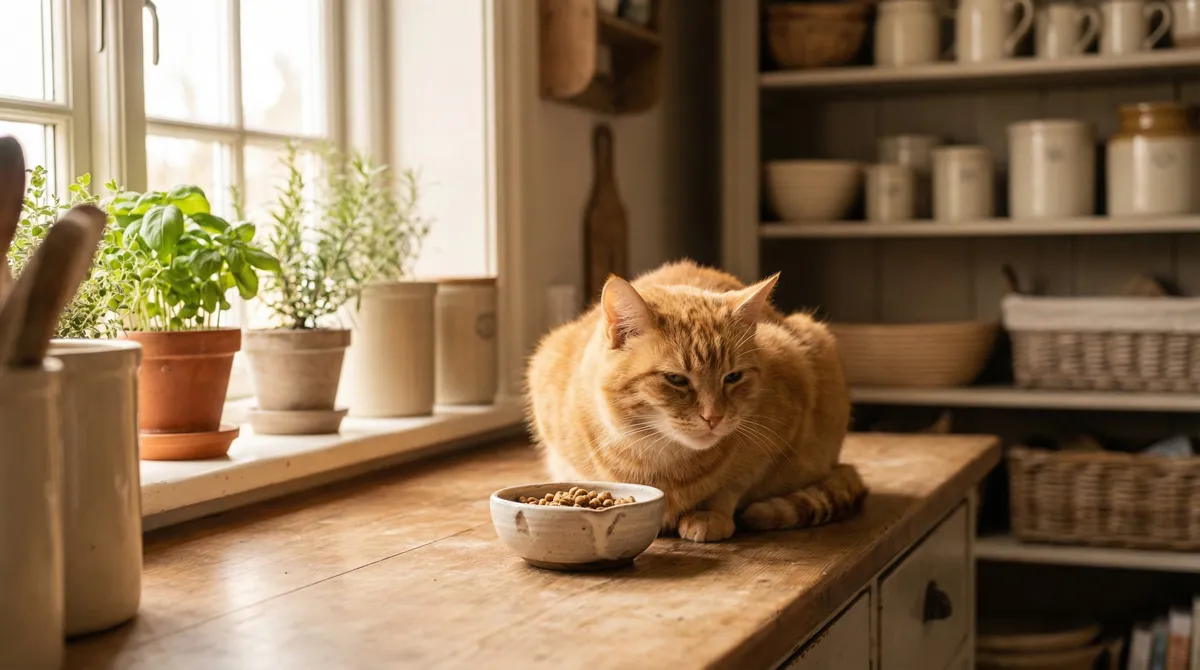 Kat drinkt uit een schaaltje
