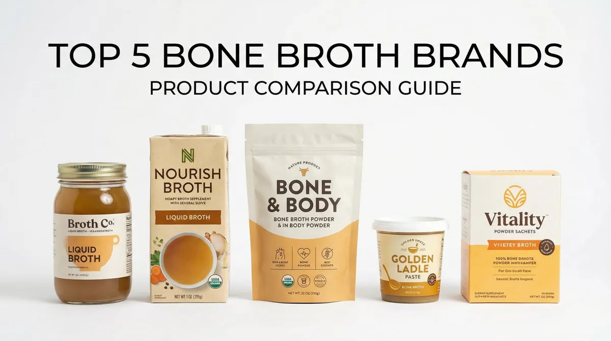 Verschillende bone broth producten naast elkaar
